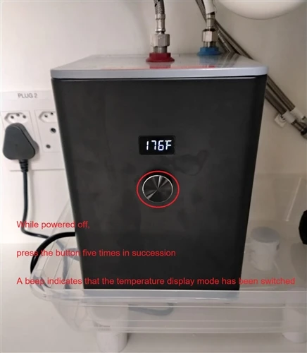 How to change the water heater from C to F?