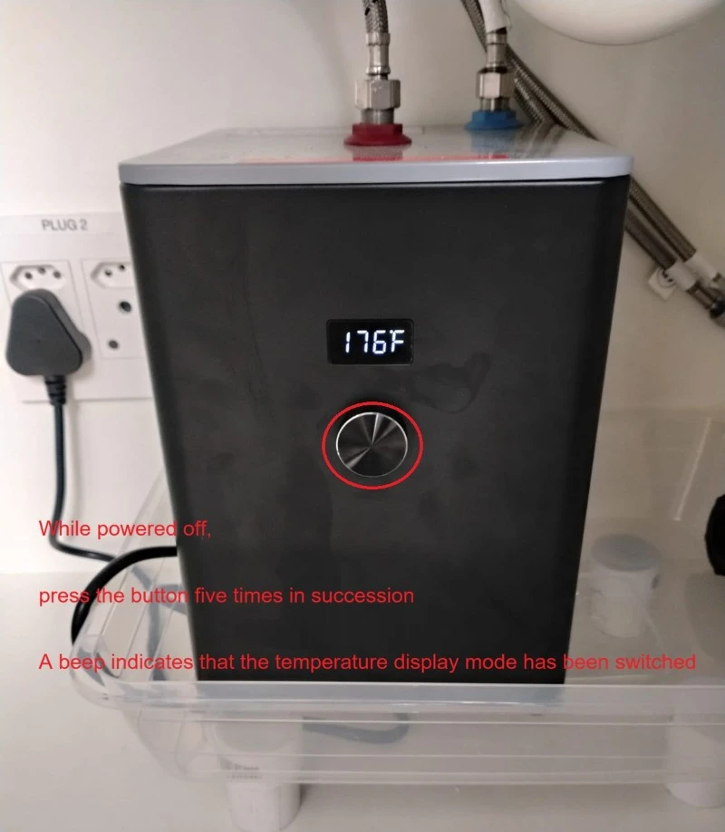 How do I set the temperature display mode on my hot water tank How do I set the temperature display mode on my hot water tank